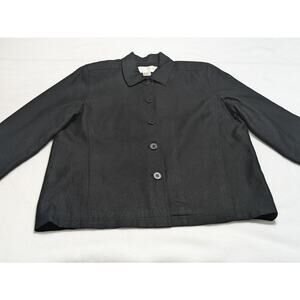 Vintage DONCASTER Blazer Jacket Black sz‎ 8 100% Silk Top Lined Classic Academia